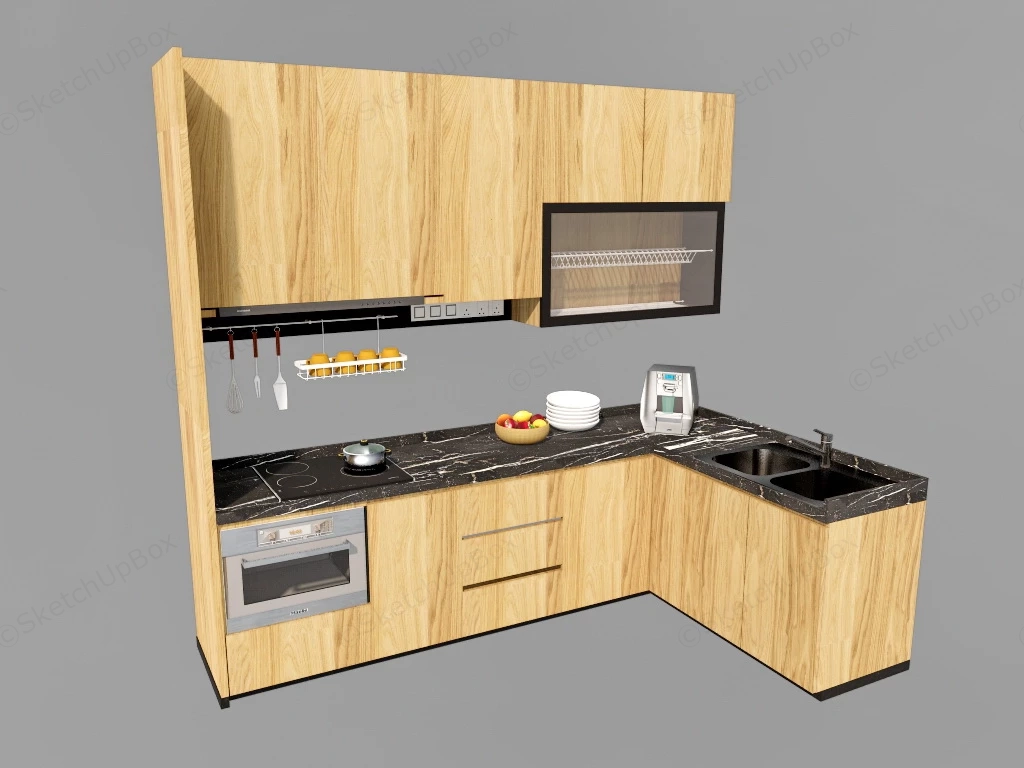 Small L Shaped Kitchen Cabinet sketchup model preview - SketchupBox
