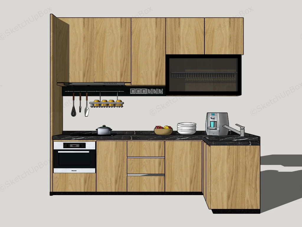 Small L Shaped Kitchen Cabinet sketchup model preview - SketchupBox