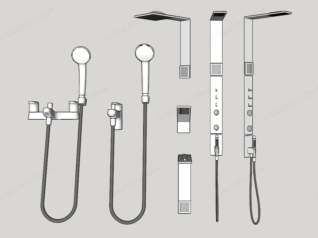 Bathroom Shower Parts sketchup model preview - SketchupBox
