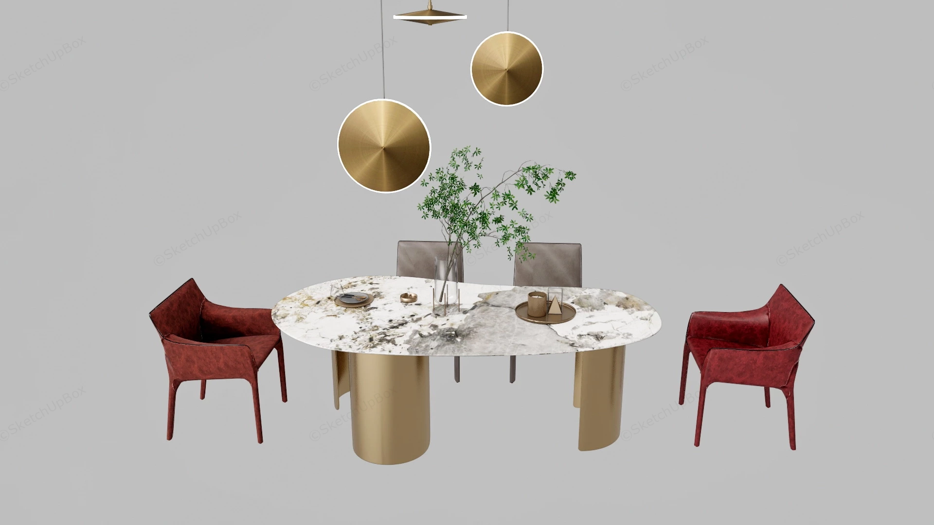 Stylish Marble Dining Table Set sketchup model preview - SketchupBox