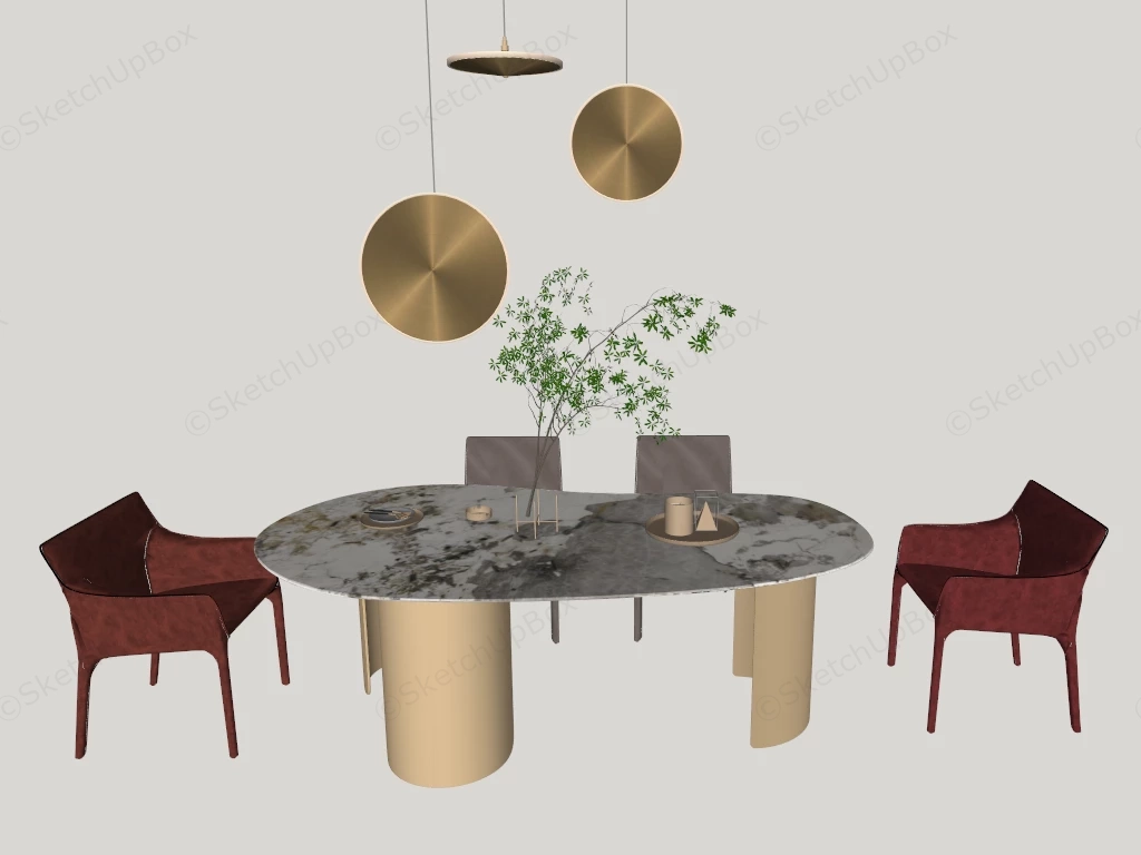 Stylish Marble Dining Table Set sketchup model preview - SketchupBox