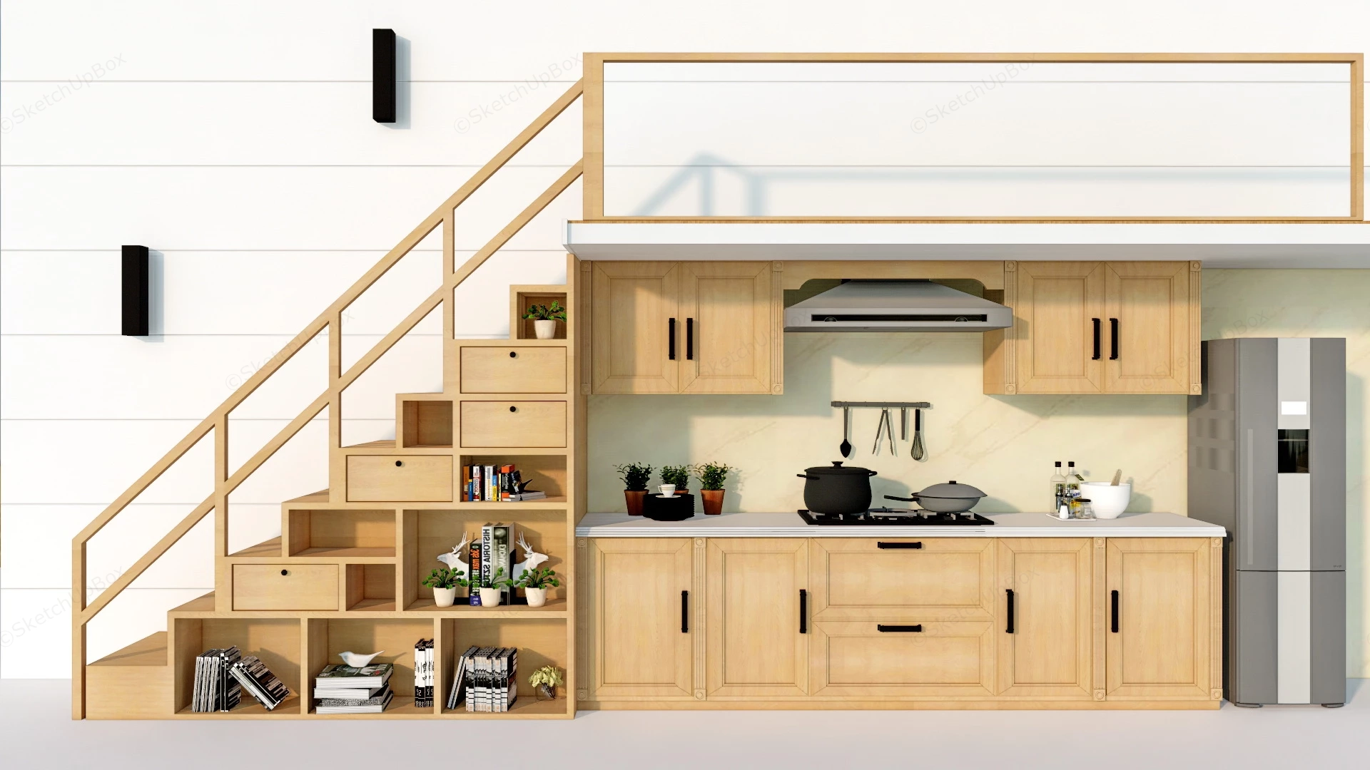 Under Stairs Kitchen Design sketchup model preview - SketchupBox