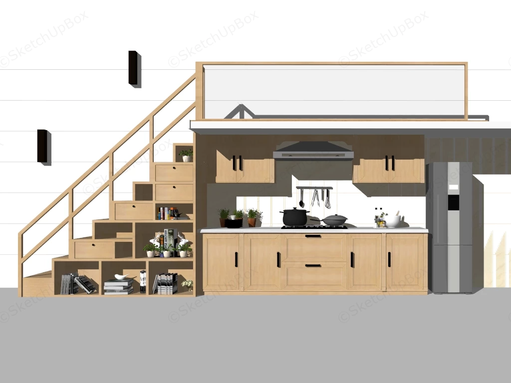 Under Stairs Kitchen Design sketchup model preview - SketchupBox
