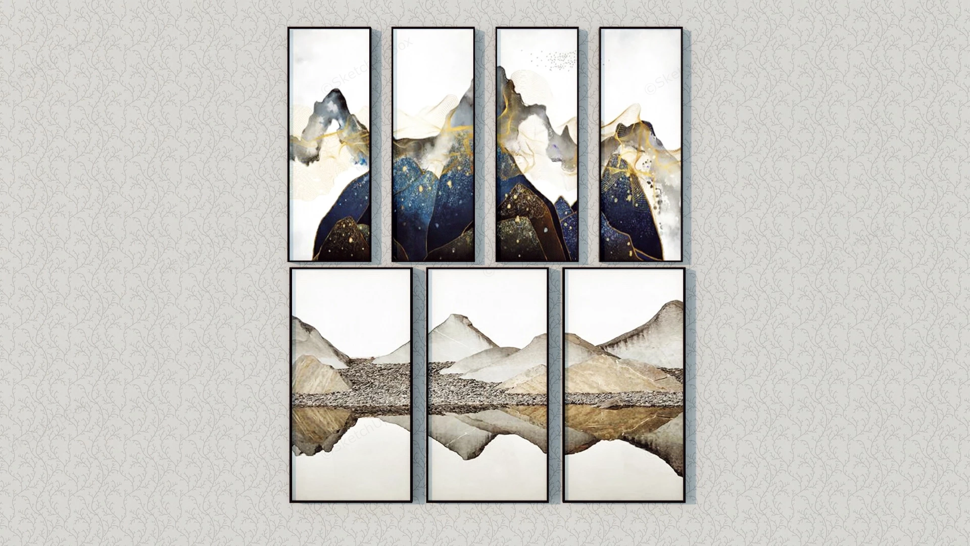 Framed Landscape Wall Art sketchup model preview - SketchupBox