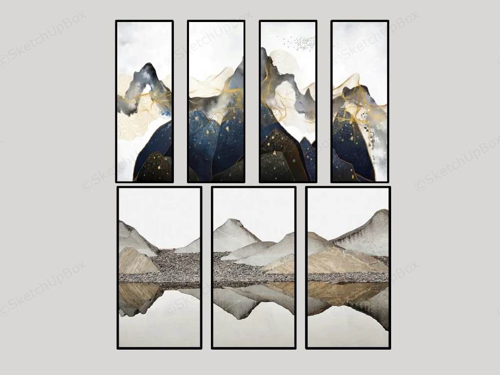 Framed Landscape Wall Art sketchup model preview - SketchupBox