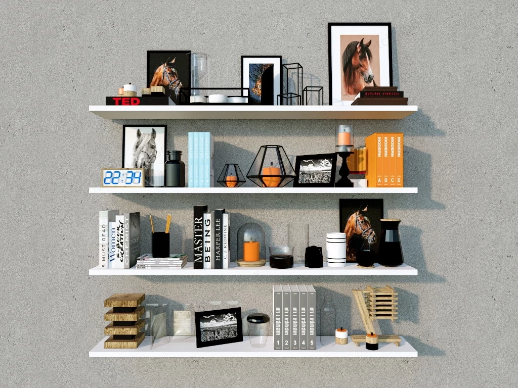 Living Room Wall Shelf Decor Ideas sketchup model preview - SketchupBox