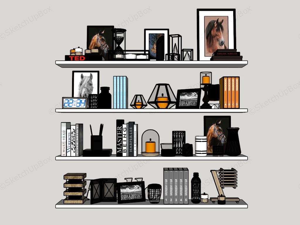 Living Room Wall Shelf Decor Ideas sketchup model preview - SketchupBox