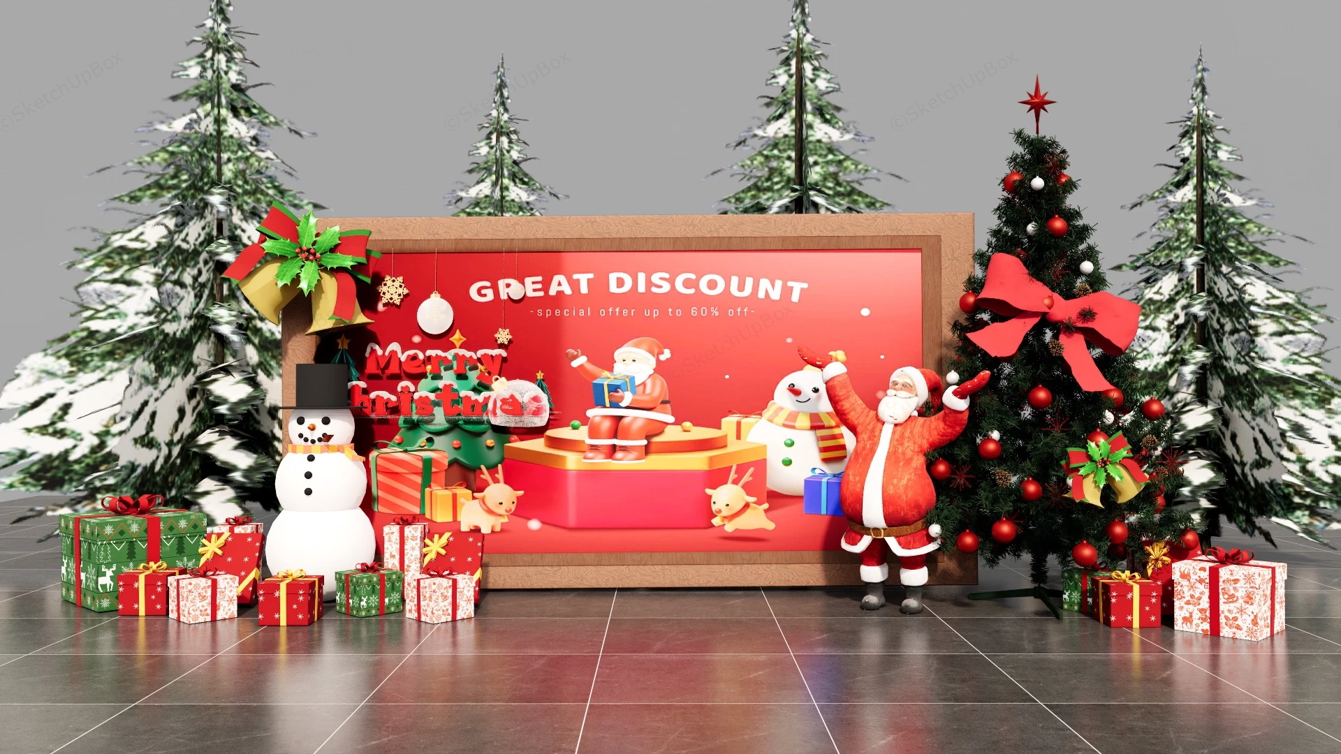 Shopping Mall Christmas Decorations sketchup model preview - SketchupBox