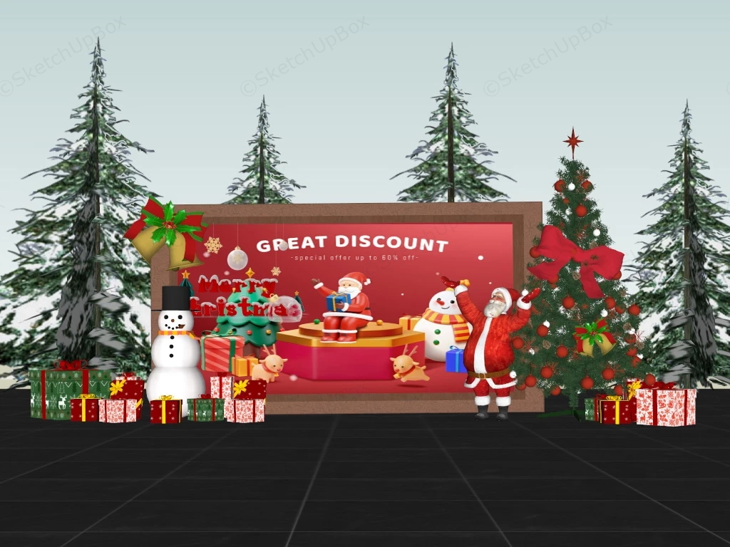 Shopping Mall Christmas Decorations sketchup model preview - SketchupBox
