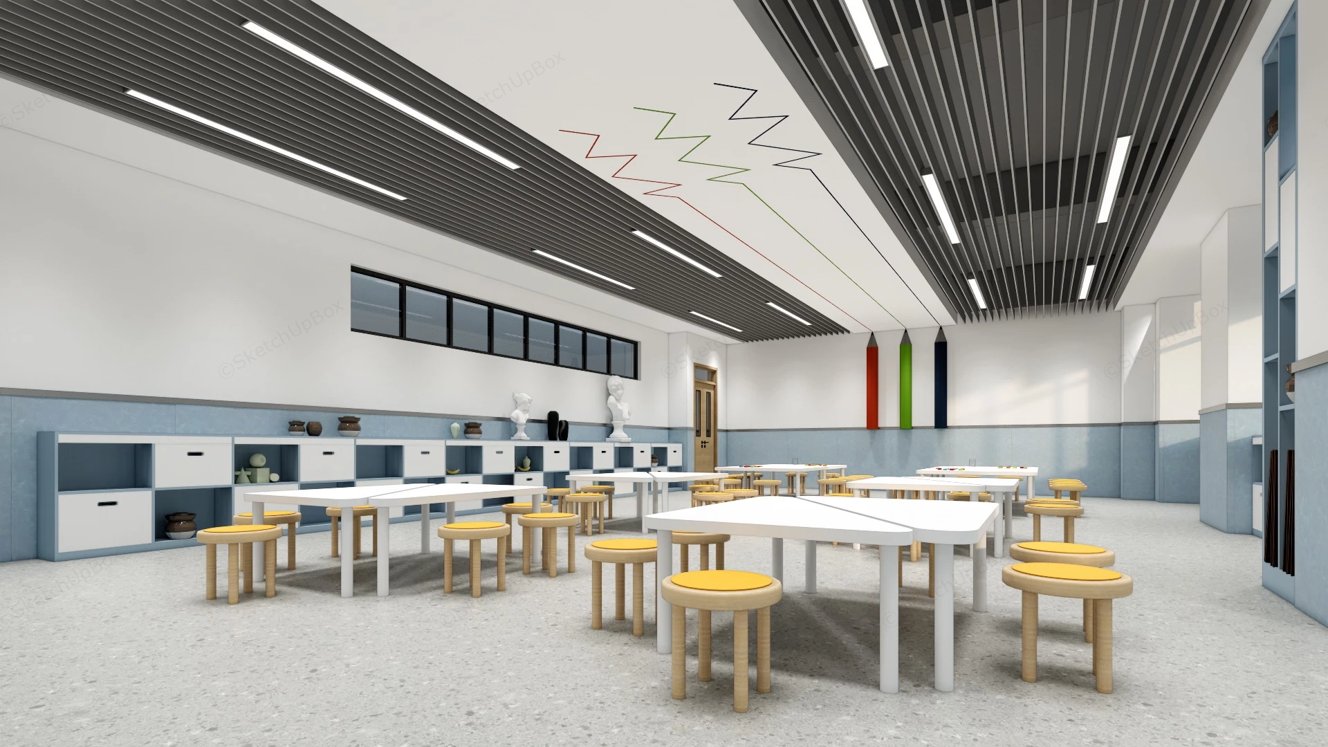 Kindergarten Art Room Design sketchup model preview - SketchupBox