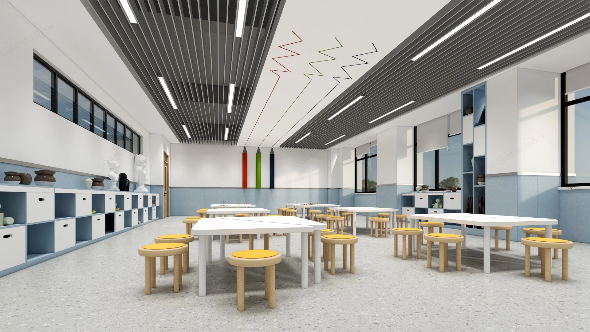 Kindergarten Art Room Design sketchup model preview - SketchupBox