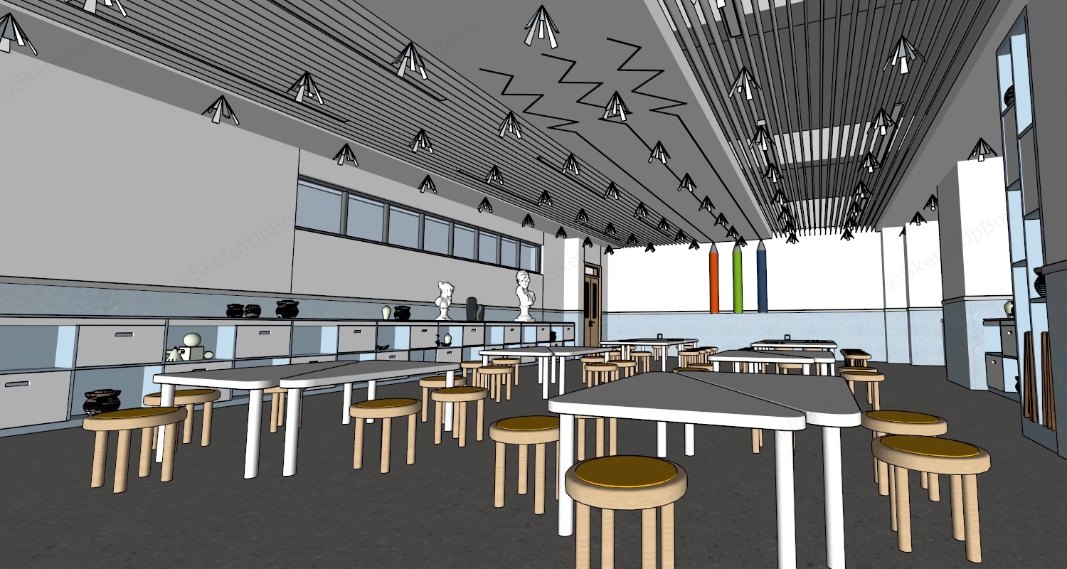 Kindergarten Art Room Design sketchup model preview - SketchupBox