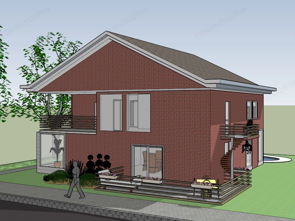 Red Brick House sketchup model preview - SketchupBox
