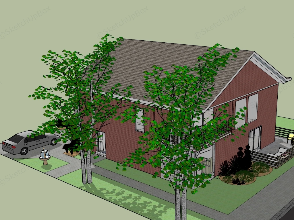 Red Brick House sketchup model preview - SketchupBox