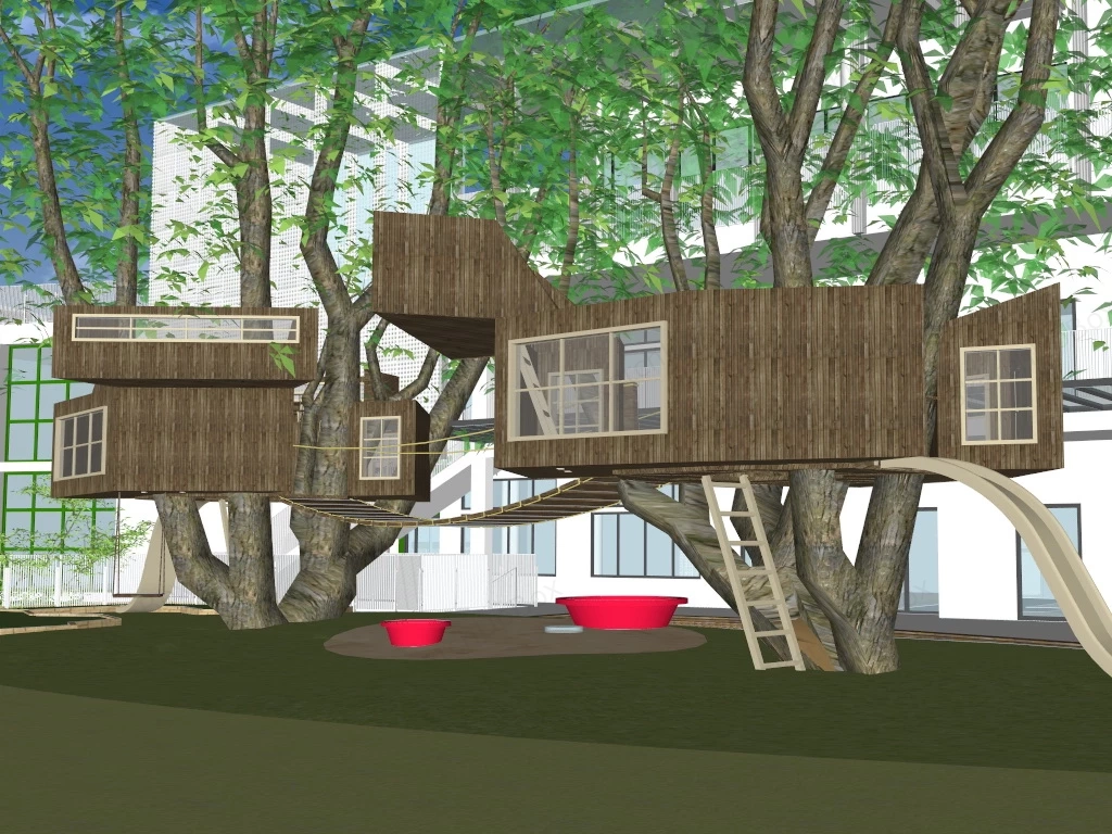 Treehouse Adventure Playground sketchup model preview - SketchupBox