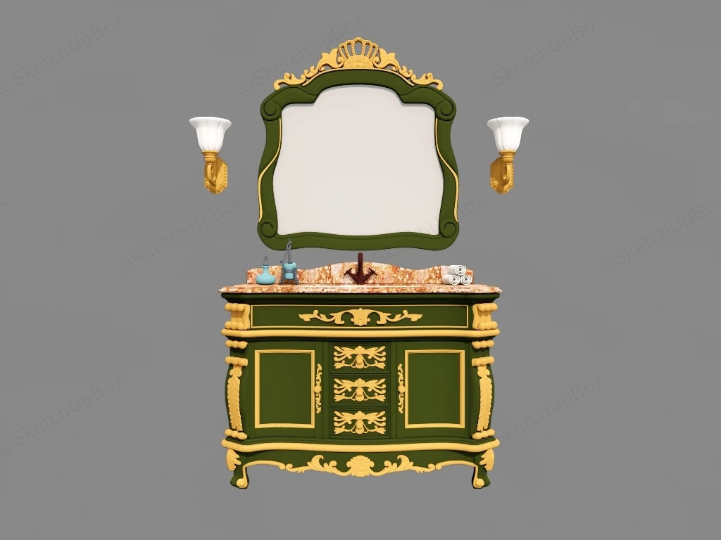 Small Victorian Bathroom Vanity sketchup model preview - SketchupBox