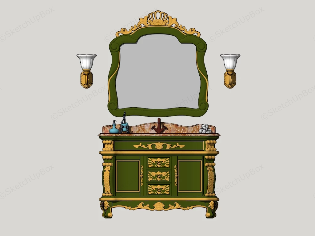 Small Victorian Bathroom Vanity sketchup model preview - SketchupBox
