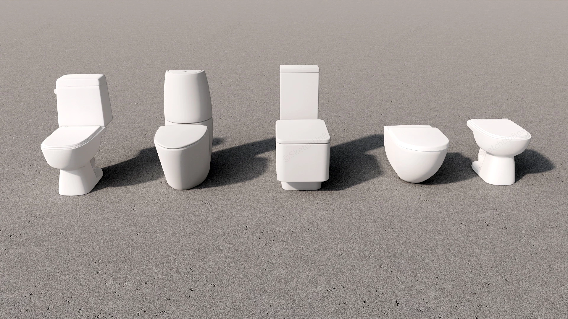 White Modern Toilets sketchup model preview - SketchupBox