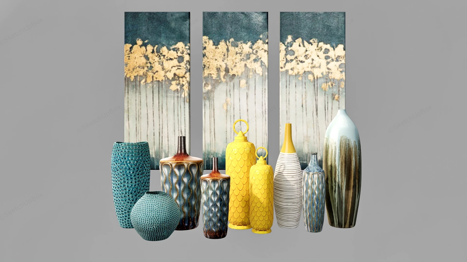 Colorful Vases Home Decor sketchup model preview - SketchupBox