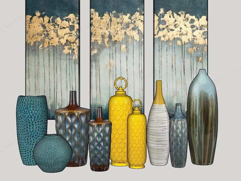 Colorful Vases Home Decor sketchup model preview - SketchupBox