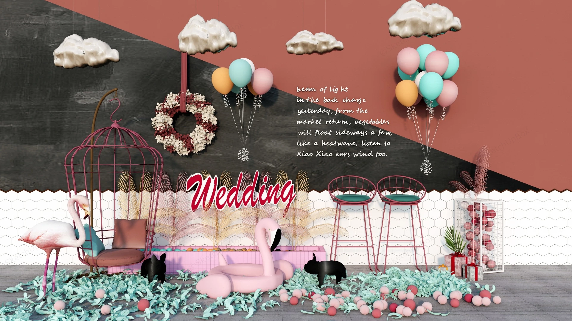 Flamingo Wedding Decorations sketchup model preview - SketchupBox