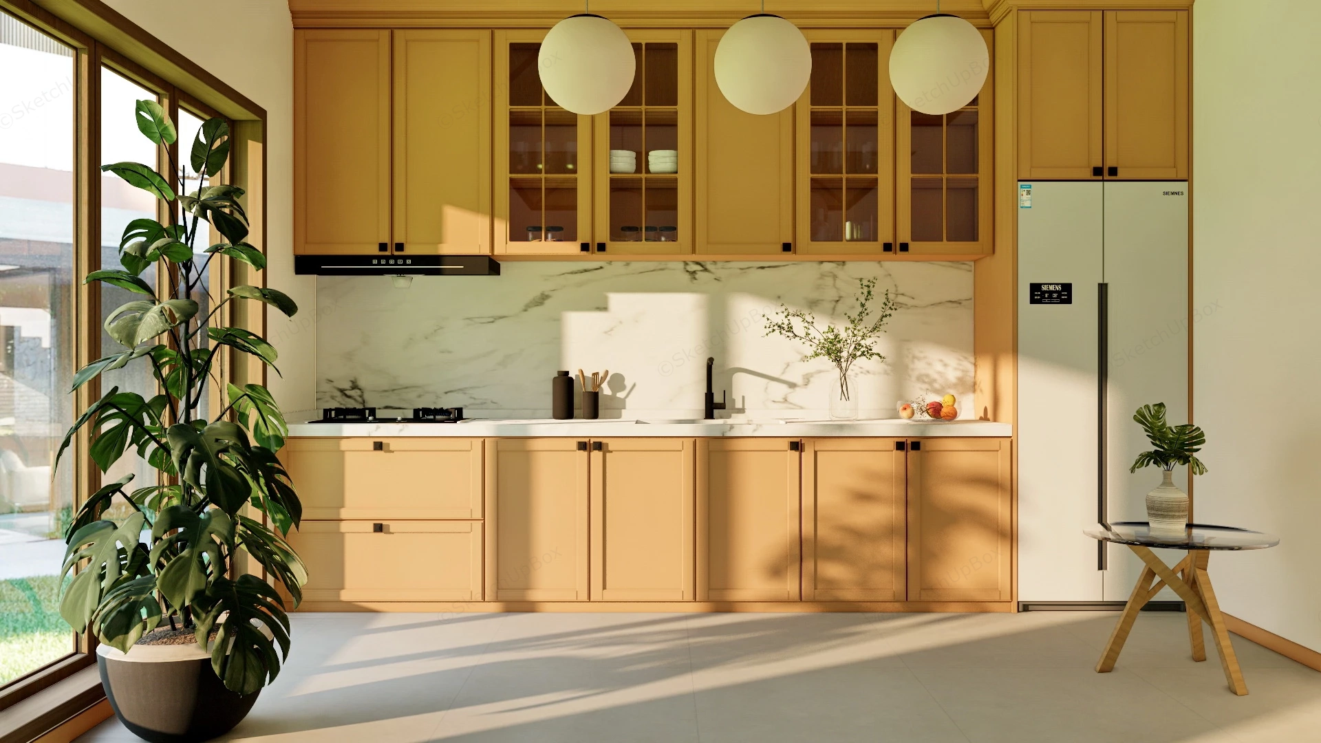 Single Wall Kitchen Design sketchup model preview - SketchupBox