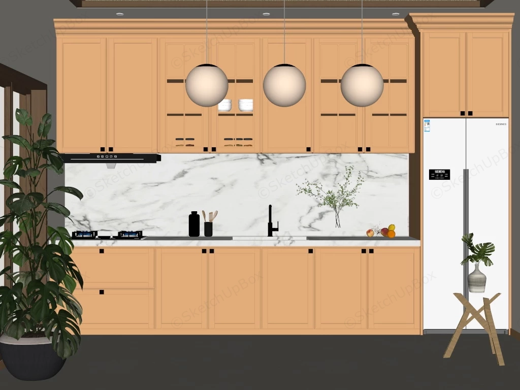 Single Wall Kitchen Design sketchup model preview - SketchupBox