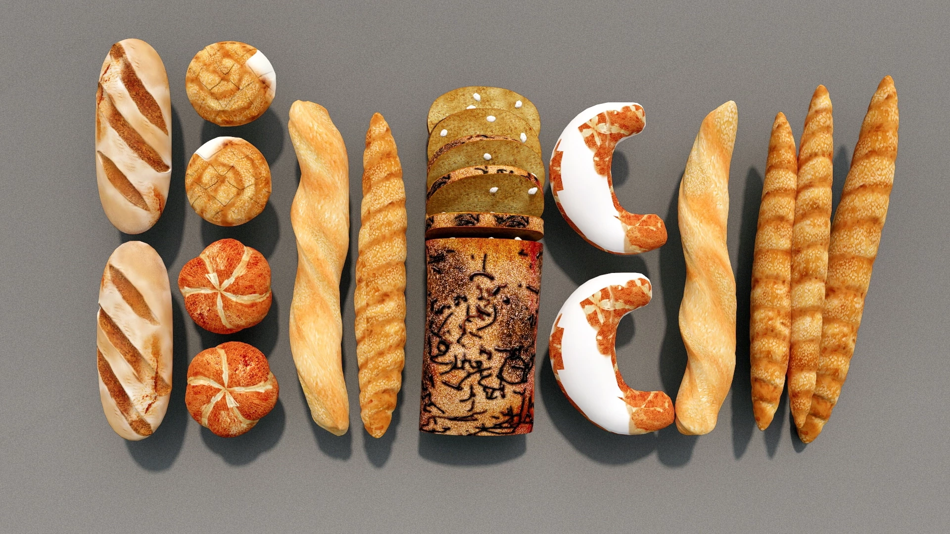 9 Types Of Bread sketchup model preview - SketchupBox