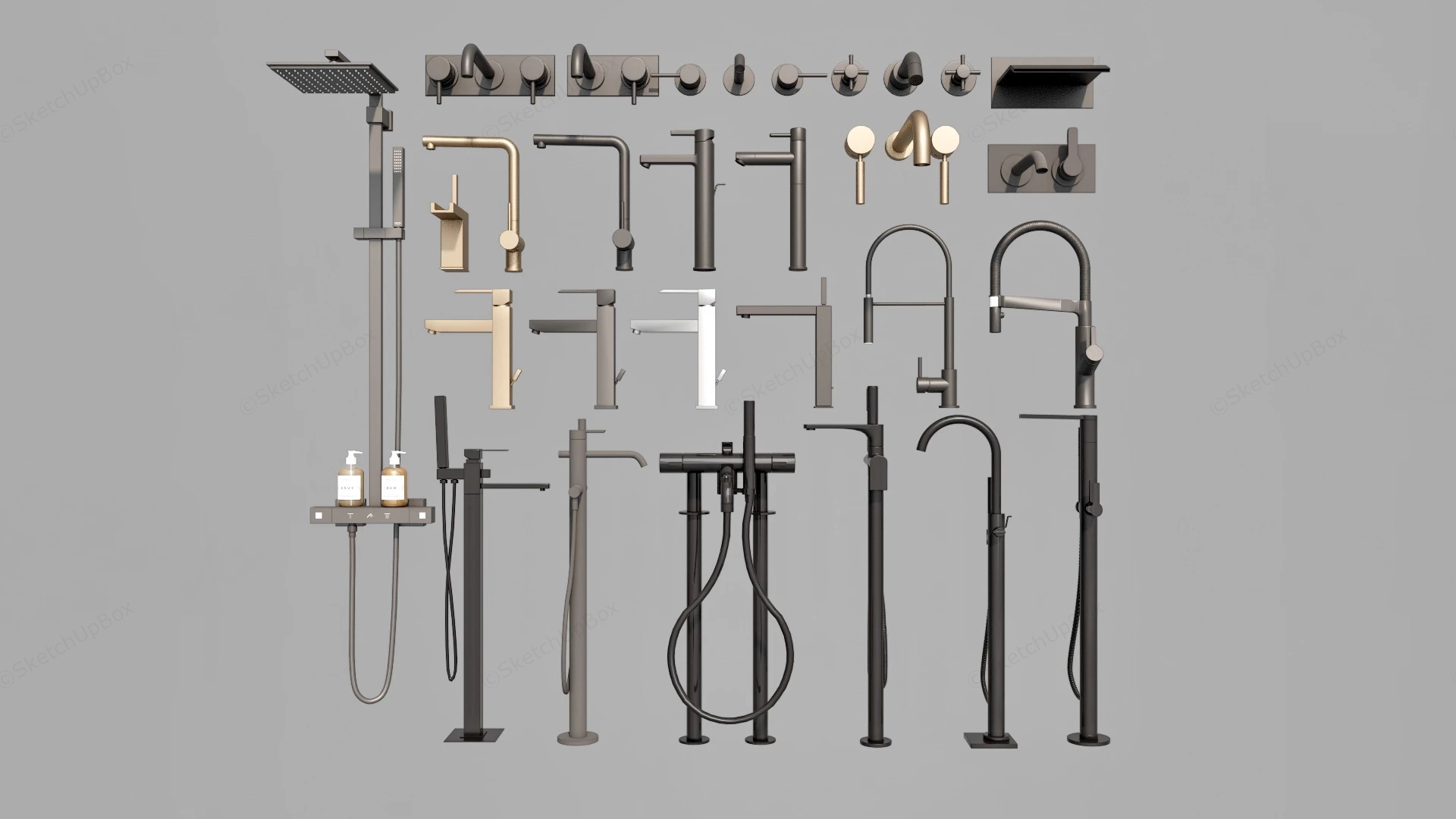 Various Types Of Bathroom Faucets sketchup model preview - SketchupBox