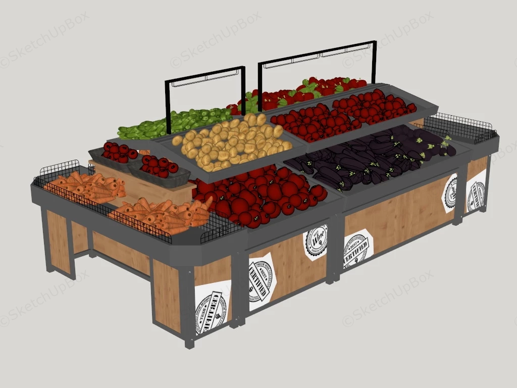 Supermarket Vegetable Display Stand Rack sketchup model preview - SketchupBox