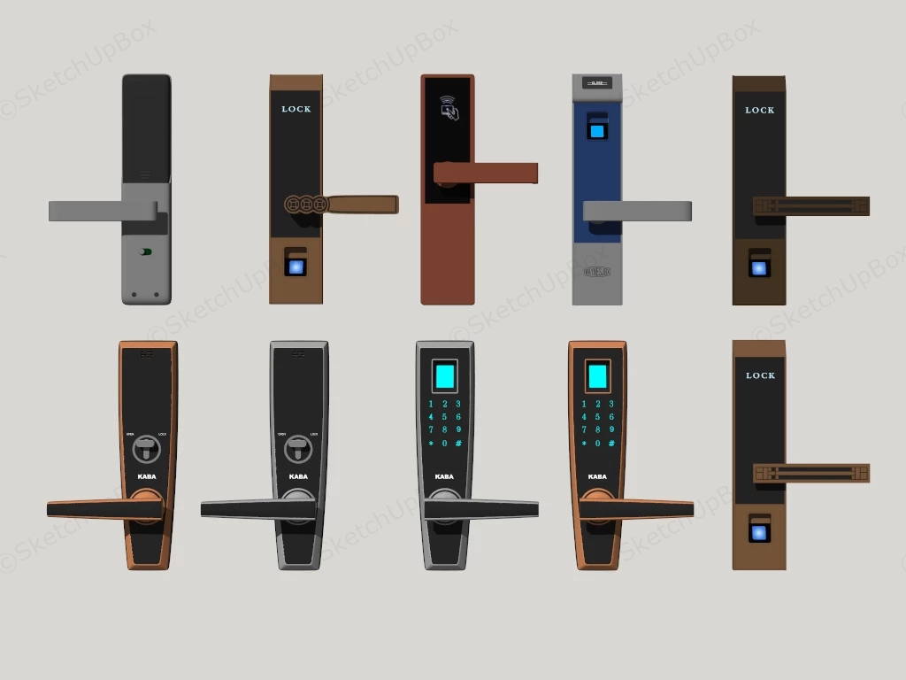 10 Types Of Smart Door Lock sketchup model preview - SketchupBox