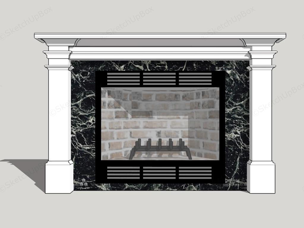 Living Room Fireplace sketchup model preview - SketchupBox