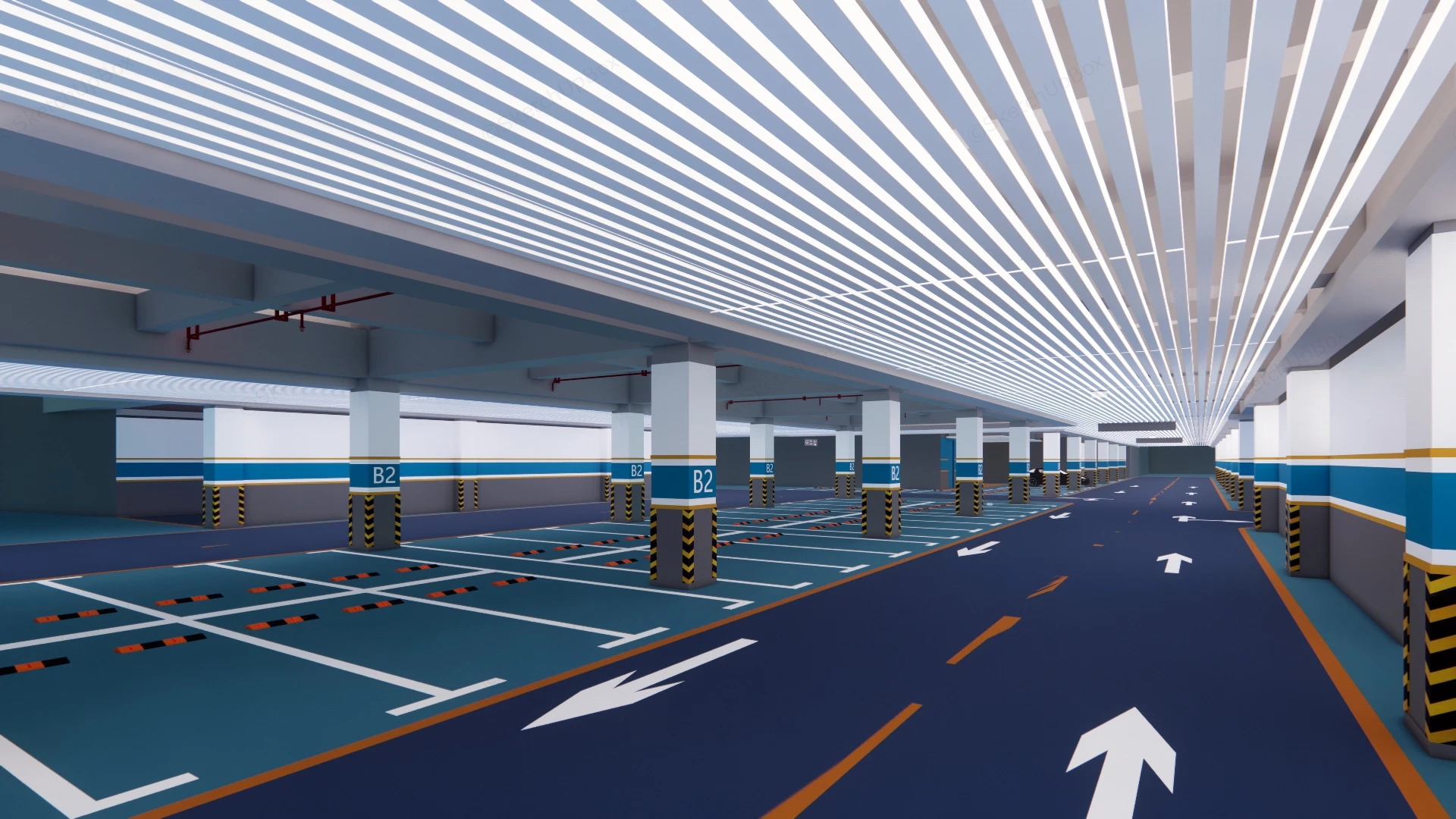 Underground Parking Garage sketchup model preview - SketchupBox