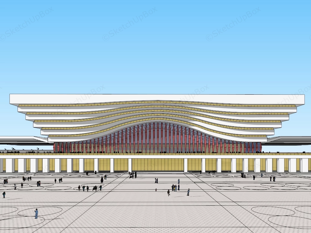 High Speed Rail Station Concept sketchup model preview - SketchupBox