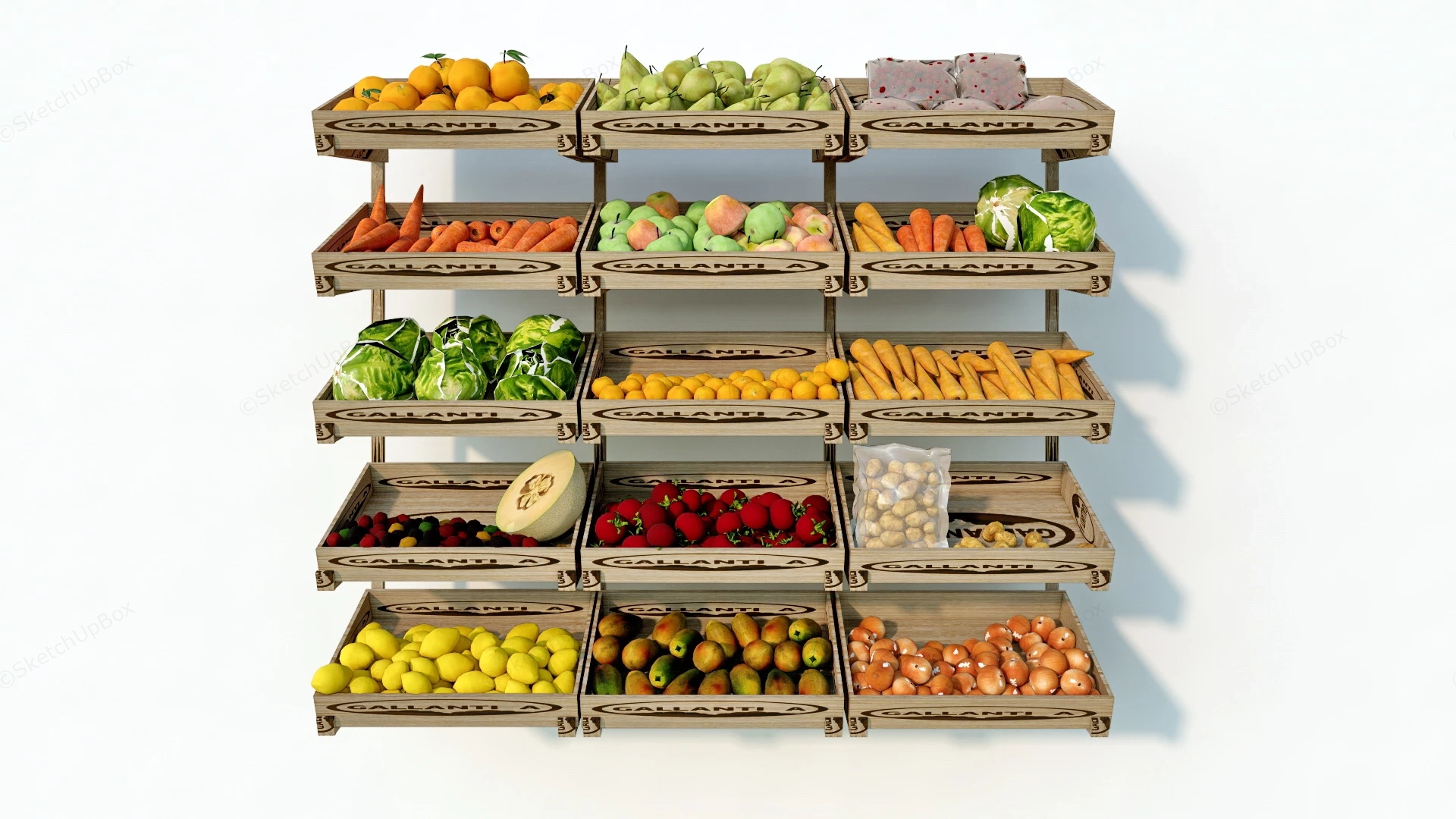 Fruits And Vegetables Display Racks sketchup model preview - SketchupBox