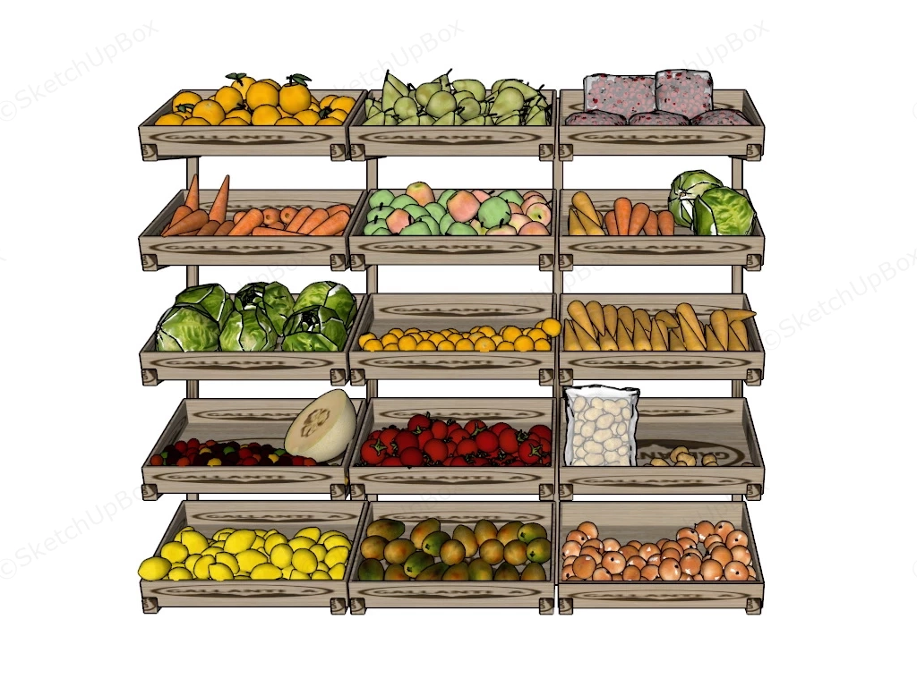 Fruits And Vegetables Display Racks sketchup model preview - SketchupBox