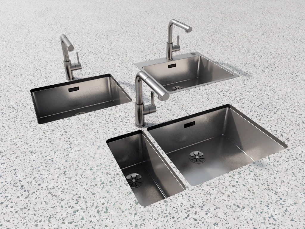 Undermount Kitchen Sinks With Faucets sketchup model preview - SketchupBox