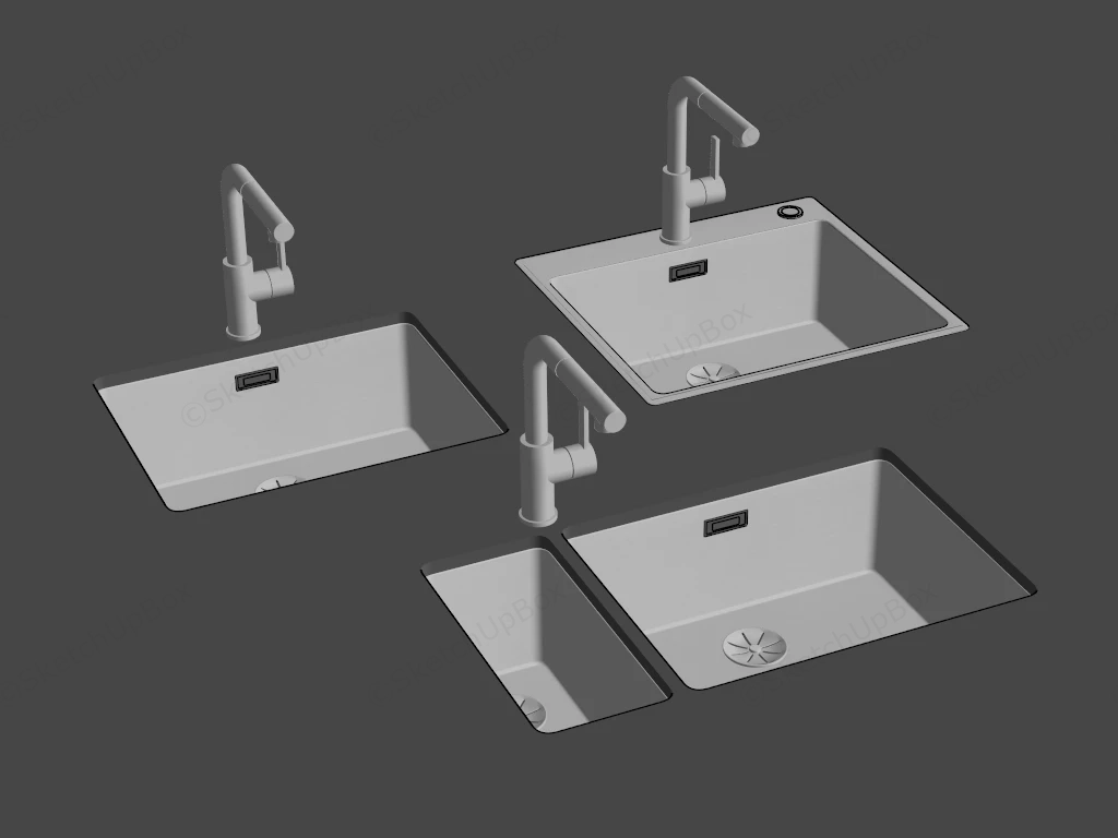 Undermount Kitchen Sinks With Faucets sketchup model preview - SketchupBox