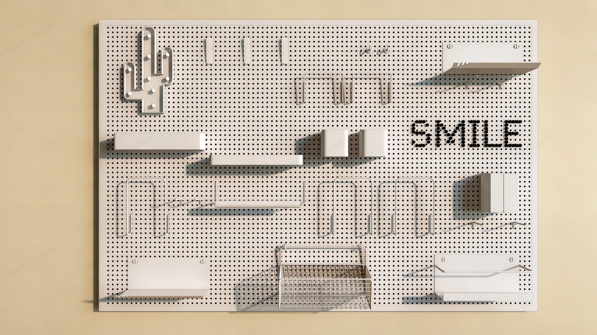 Metal Pegboard Wall Decor sketchup model preview - SketchupBox