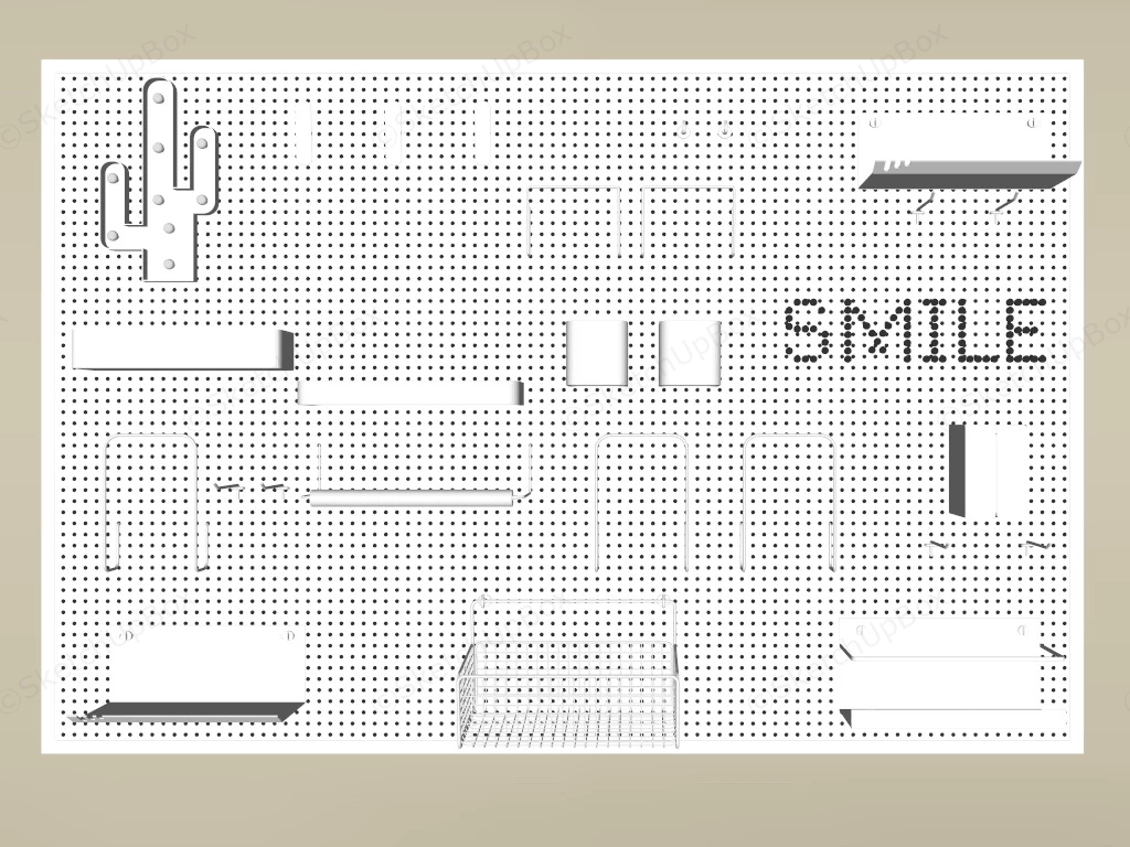 Metal Pegboard Wall Decor sketchup model preview - SketchupBox