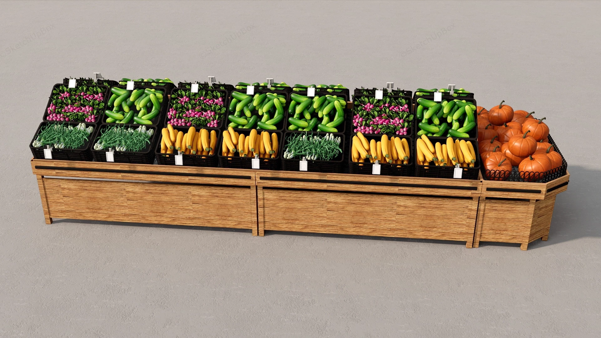 Supermarket Vegetable Display Stand sketchup model preview - SketchupBox