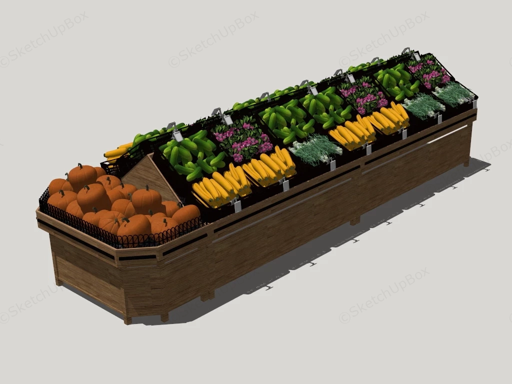Supermarket Vegetable Display Stand sketchup model preview - SketchupBox