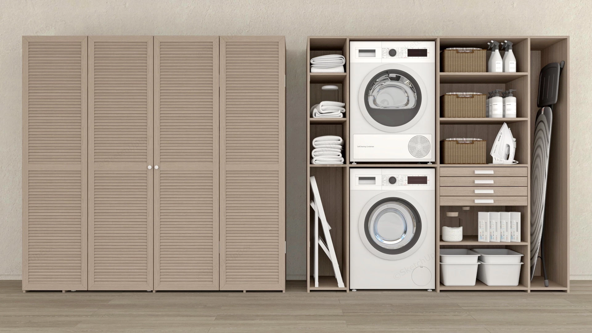 Laundry Room Storage Cabinets Ideas sketchup model preview - SketchupBox