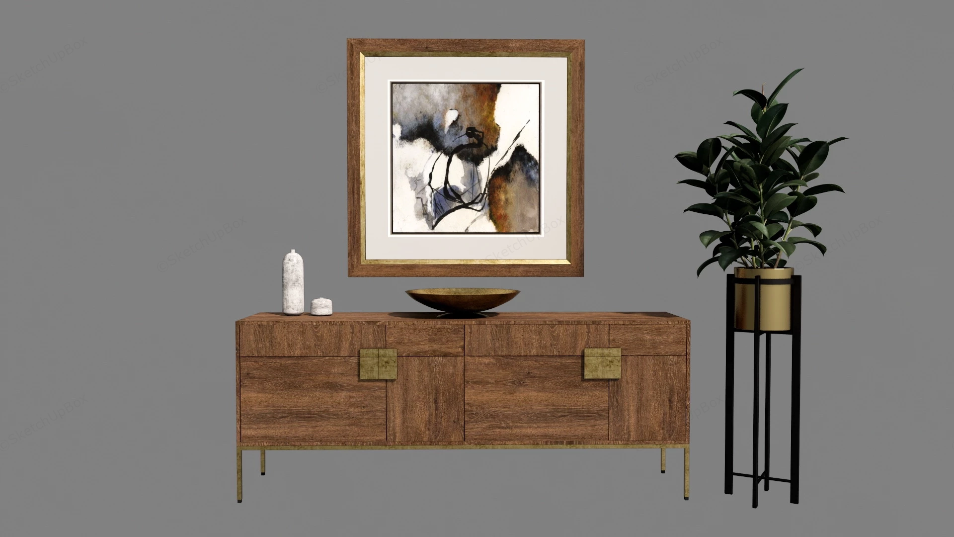 Rustic Wood Basin Cabinet With Sink sketchup model preview - SketchupBox