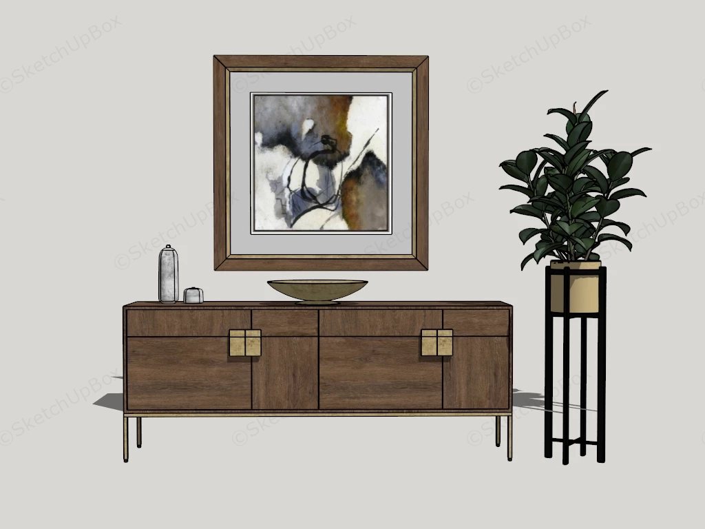 Rustic Wood Basin Cabinet With Sink sketchup model preview - SketchupBox