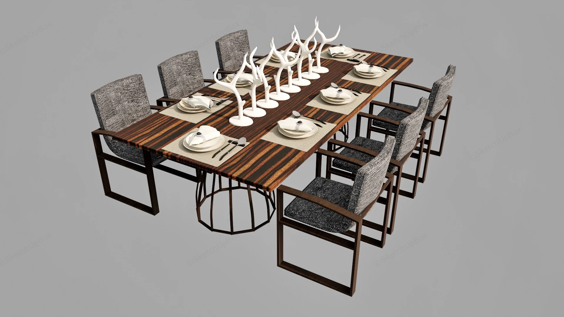 7 Piece Dining Table Set sketchup model preview - SketchupBox