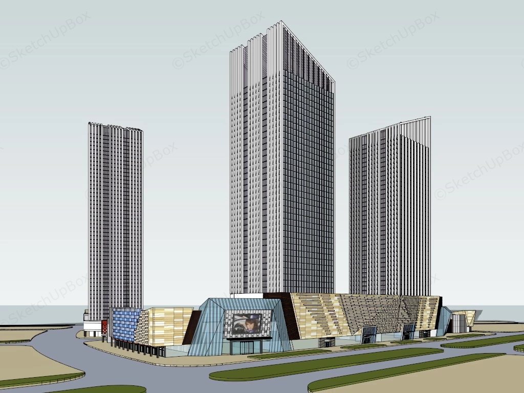 Large Office & Commercial Complex sketchup model preview - SketchupBox