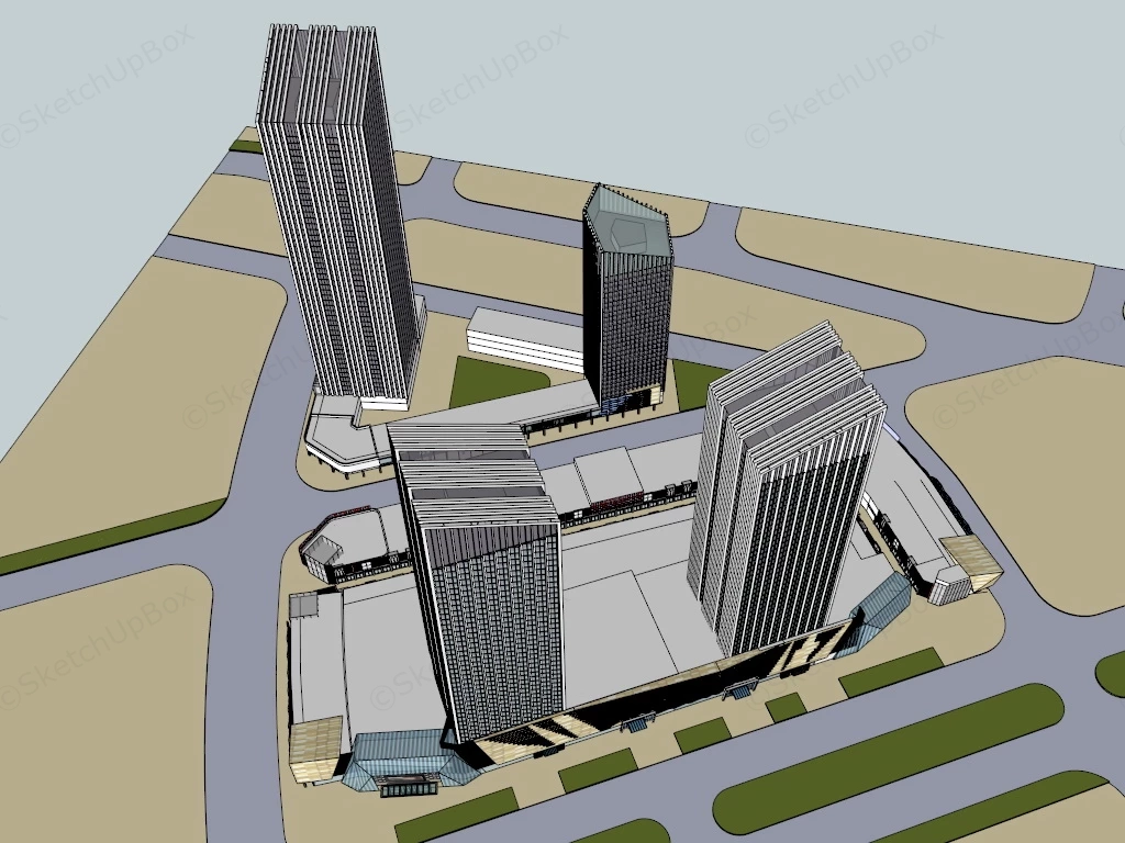 Large Office & Commercial Complex sketchup model preview - SketchupBox