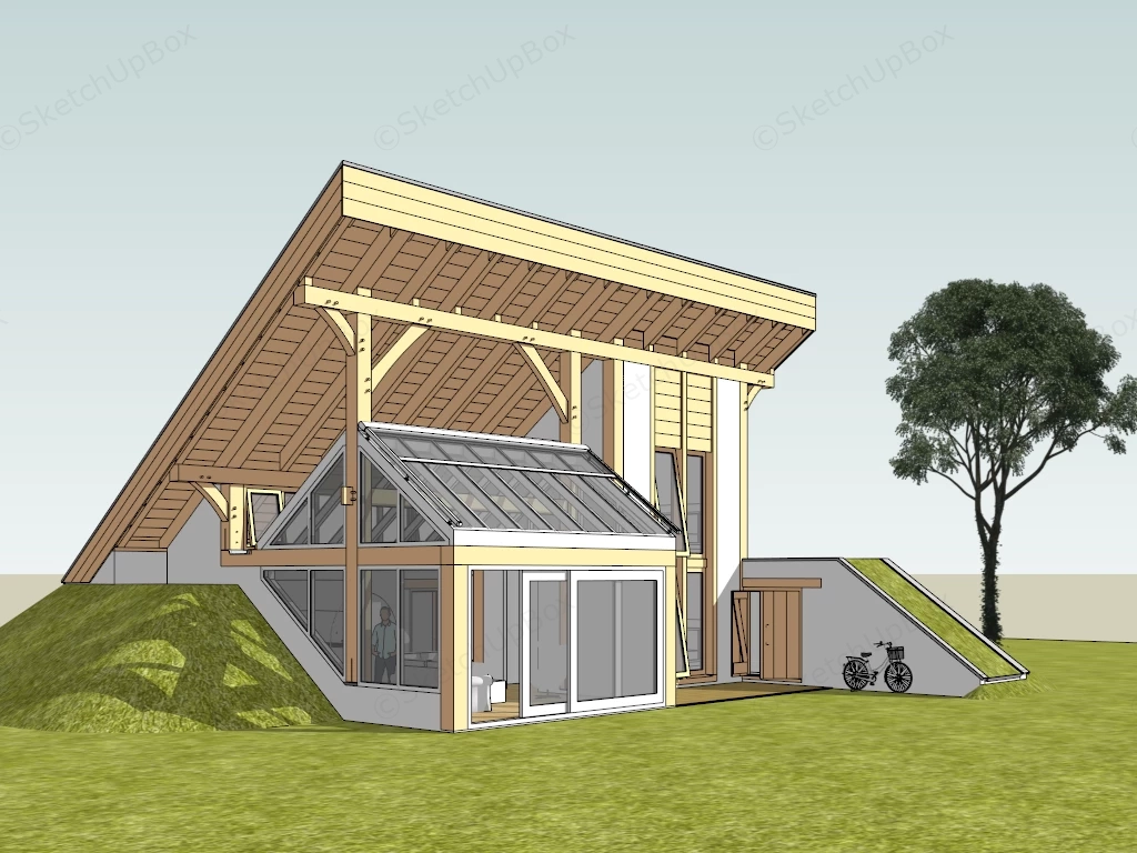 Small Country Wood House sketchup model preview - SketchupBox