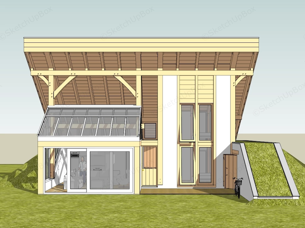 Small Country Wood House sketchup model preview - SketchupBox